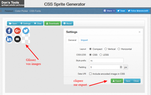CSS Sprite Generator Editor and Code